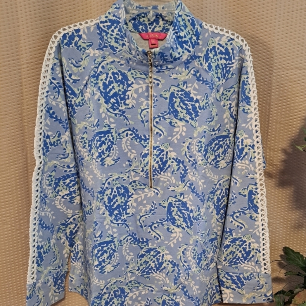 Lilly Pulitzer Skipper Popover Blue Peri Turtley Awesome